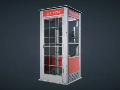 Telephone Booth Low-poly 3D model