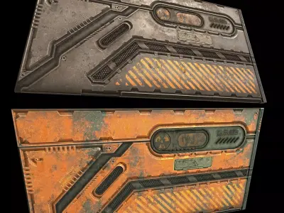 sci fi Door - modular concept - PBR Low-poly 3D model