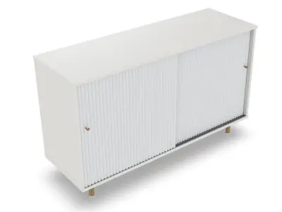 White cabinet with sliding doors Low-poly 3D model