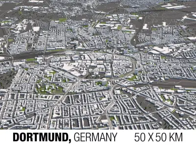 Dortmund Germany 50x50km 3D City Map 3D model