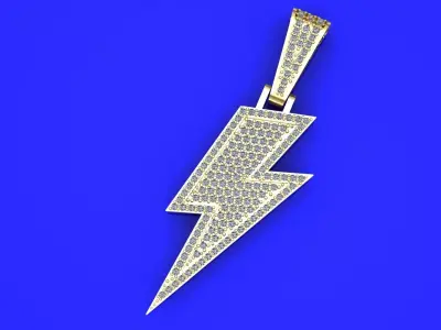 lightning bolt with diamonds pendant 3D model 3D print model