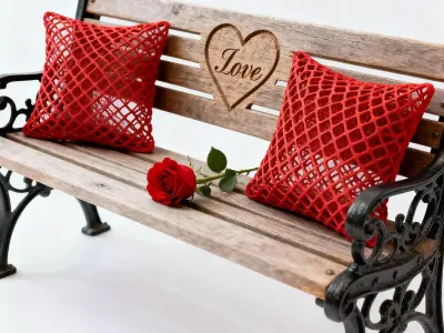 Romantic Decorated Park Bench 3D Model Low-poly 3D model