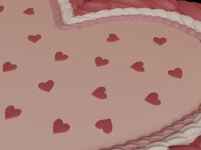 Heart Cake - Valentines Day Low-poly 3D model
