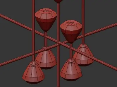 Apollo modern chandelier with five glass balls hanging from m... 3D model