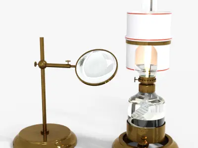 Victorian Lamp And Light Focus Low-poly 3D model