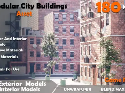Modular City Buildings Asset  Low-poly 3D model