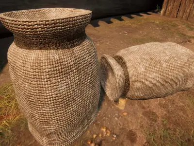 Realistic Medieval Viking Seed Bag - Game Ready PBR Asset Low-poly 3D model