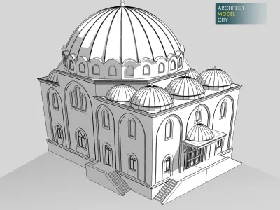 Mosque Architectural 3d Model with Render Scene Low-poly 3D model