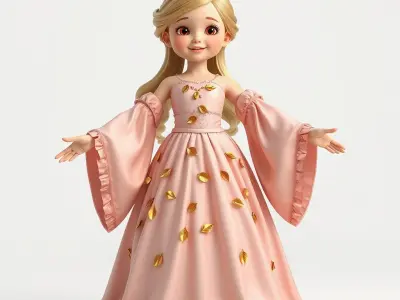 Princess Character Model Rigged and Animated Low-poly 3D model