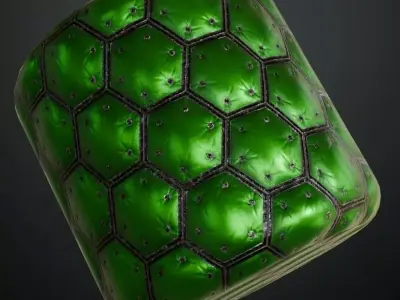 Green Sci-Fi Wall PBR Seamless Texture