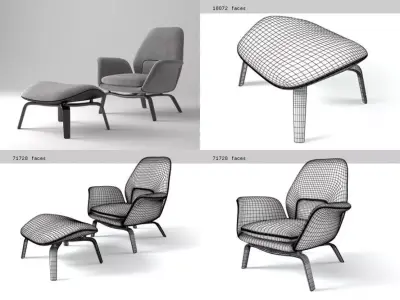 Gilliam four different chairs and ottomans 3D model