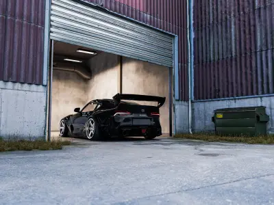 urban garage - BLENDER SCENE Low-poly 3D model