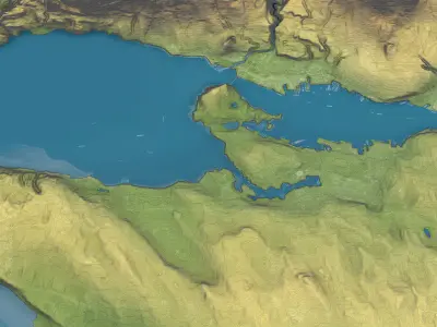 Vancouver - Topography Terrain Low-poly 3D model