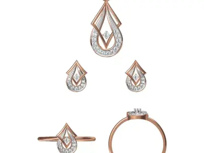 Light wt Ring Earrings Pendant set 3dm stl 1-render details 3D print model