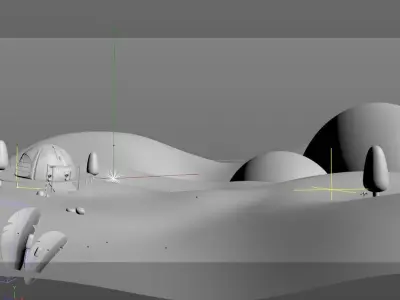 Cartoon forest cabin scene 3D model