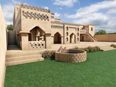 Old indian mud house  Low-poly 3D model
