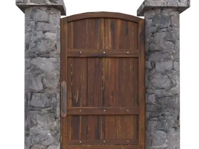 Animated Rustic Wooden Gate Low-poly 3D model