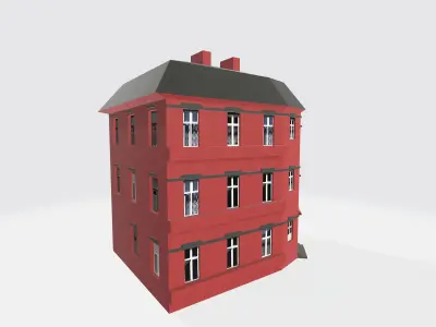 Red townhouse 3D model Free 3D model