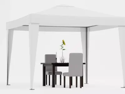 Gazebo Setup V12 - Minimal Outdoor Dining Pavilion Scene Low-poly 3D model
