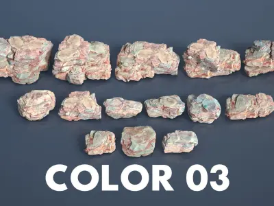 22 Multiple Color Rock Modulars - 240716 Low-poly 3D model