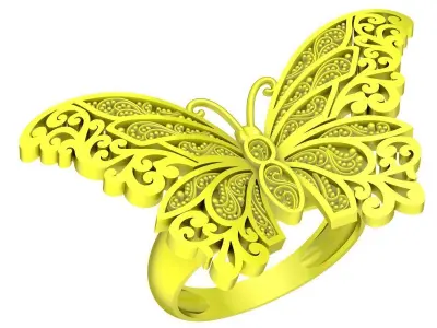 Elegant Butterfly Filigree Ring 3D Jewelry Model 6904 3D print model