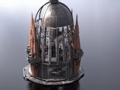 Volcano Tower castle Ruin 1 3D model