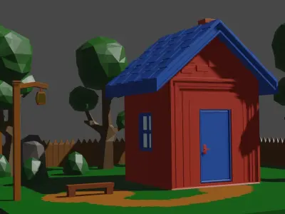 catoon house model in bek Low-poly 3D model