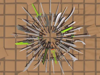 50 Low Poly Swords Low-poly 3D model