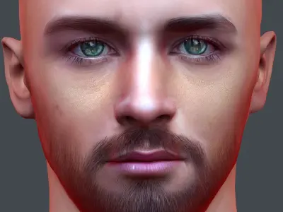 Male head Realistic Perfect Head Low-poly 3D model game ready Low-poly 3D model