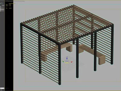 Modern Slatted Pergola with Full Privacy 3D model