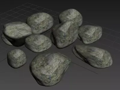 Set of Stones Low-poly 3D model