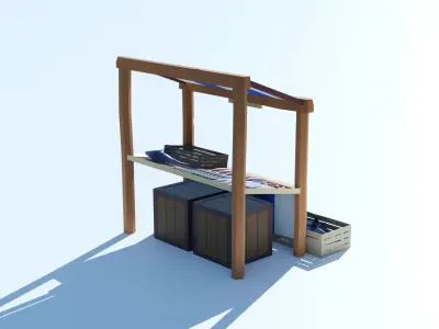 Pack of Fish Shop Low Poly Low-poly 3D model