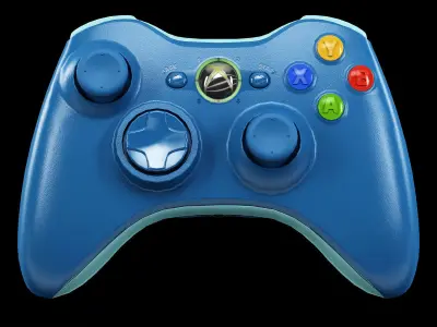 Microsoft Xbox 360 Wireless Controller Blue Low-poly 3D model