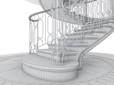 Screw spiral modern marble  stairs 3D model