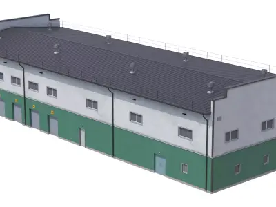 Industrial Building 17 Green PBR Low-poly 3D model