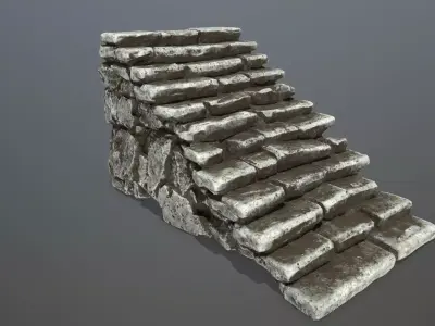 stairs stone wall Low-poly 3D model