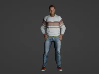 Realistic 3D Character Model of a Cheerful 50-Year-Old Man 3D model