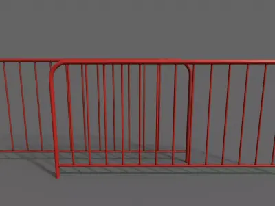 PBR Pedestrian Guard Rail Red V1 Low-poly 3D model