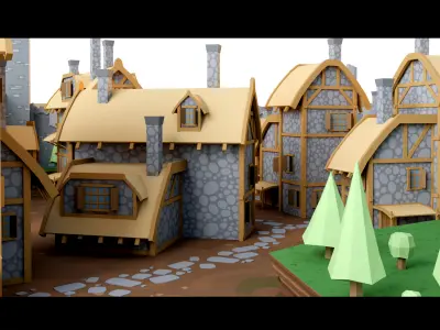 Cartoon Medieval Castle- 3d Model