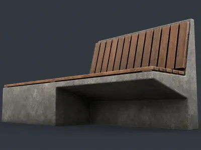 Modern Outdoor Bench 37 PBR Game Ready Low-poly 3D model