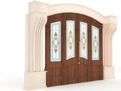 Wooden Classic Door-ENTRANCE Low-poly 3D model