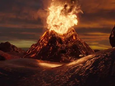 Volcano Scene Low-poly 3D model