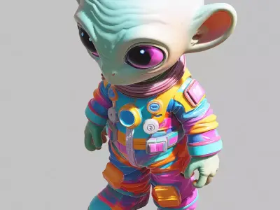 Alien Mascot Short Technical Model Description No Animation Low-poly 3D model