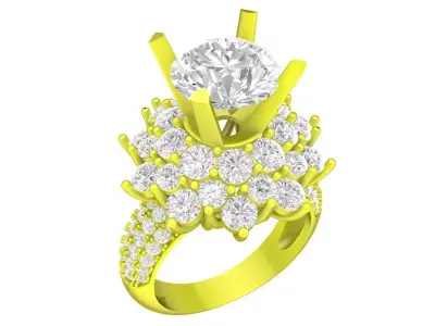 Luxury Round Halo Cluster Diamond Ring with Elevate Setting 7303 3D print model
