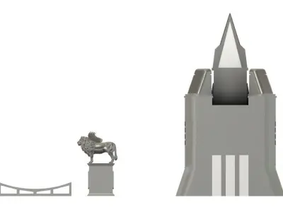 Kit of Voltron Castle Golion 5 Lion Robots 3D model