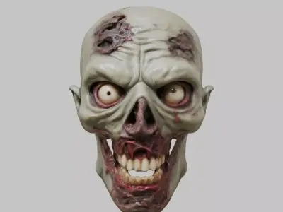 DEad Zombie Head Bust Low-poly 3D model