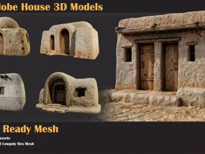 15 Adobe Mud Houses   3D model