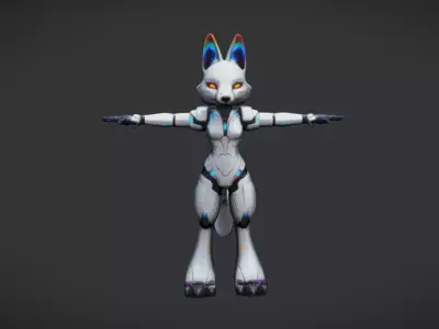 Fox Protogen  3D Character Model Low-poly 3D model