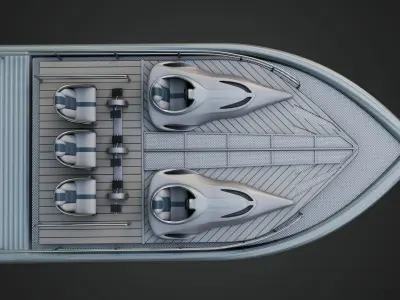 Silver Metallic Pedal Boat Multi Person 3D model