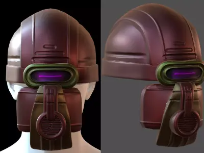 Gas mask helmet 3d model scifi Low-poly  Low-poly 3D model 203